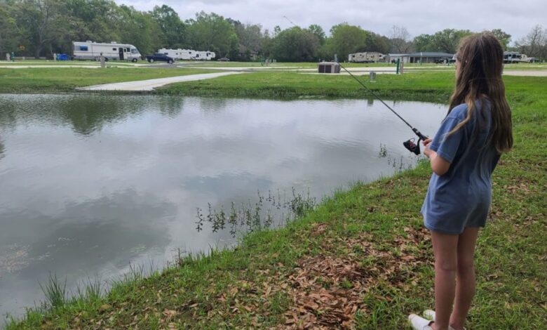 fishing at Homestead RV Community Pond