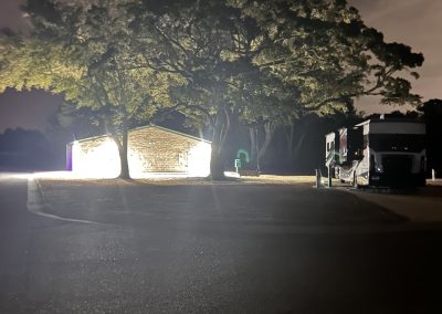 late night picture of the pavilion at Homestead RV Community