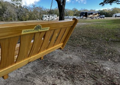 swing under a shady oak tree at Homestead RV Community